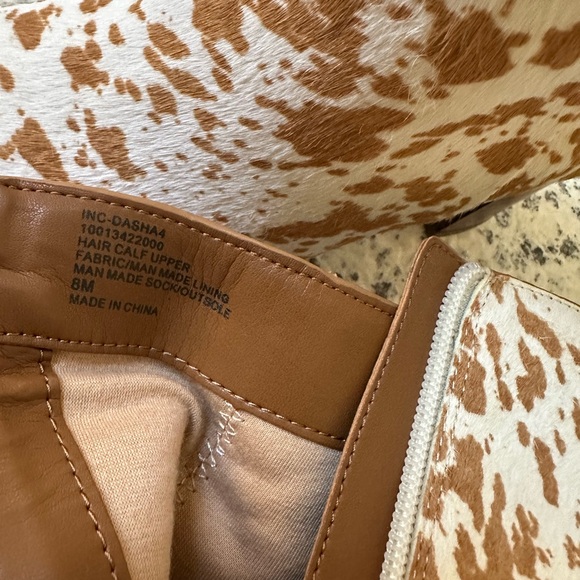 I.N.C Calf Hair Speckled Block Heel Ankle Boots - Picture 7 of 9